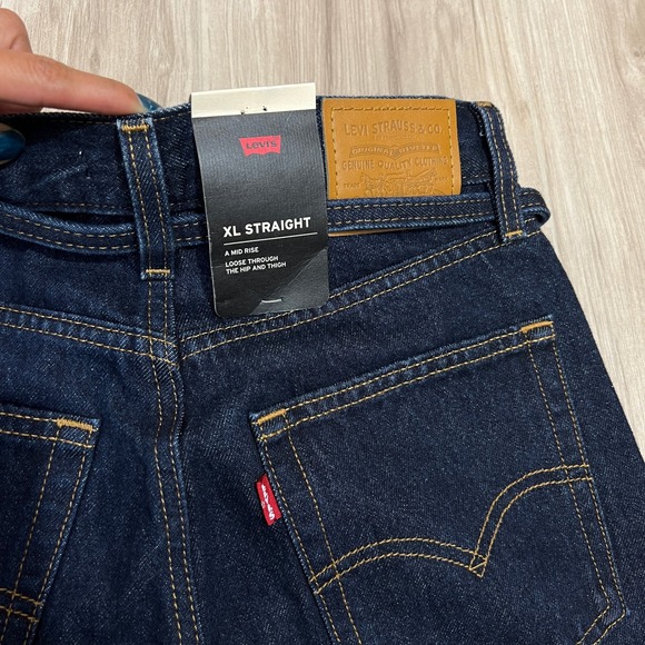 Levi's XL Baggy Straight Women's Jeans Mid Rise Oversized Tie Belt Denim W24 L31 - Picture 13 of 14